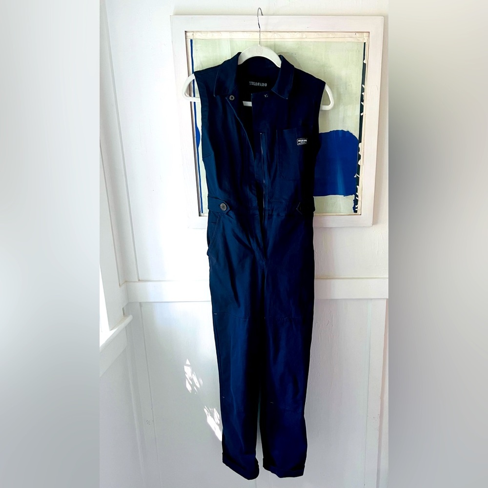 Wolfgang the essential sleeveless high waisted jumpsuit in navy